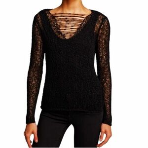 EILEEN FISHER The Fisher Project Open Weave V-Neck Top Sweater
